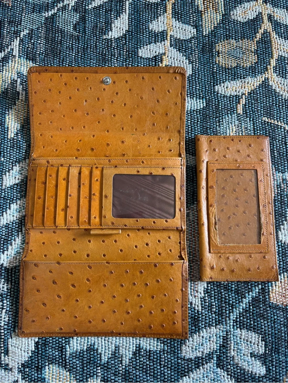Vintage Dooney & Bourke Ostrich Collection Checkbook Organizer Wallet Billfold